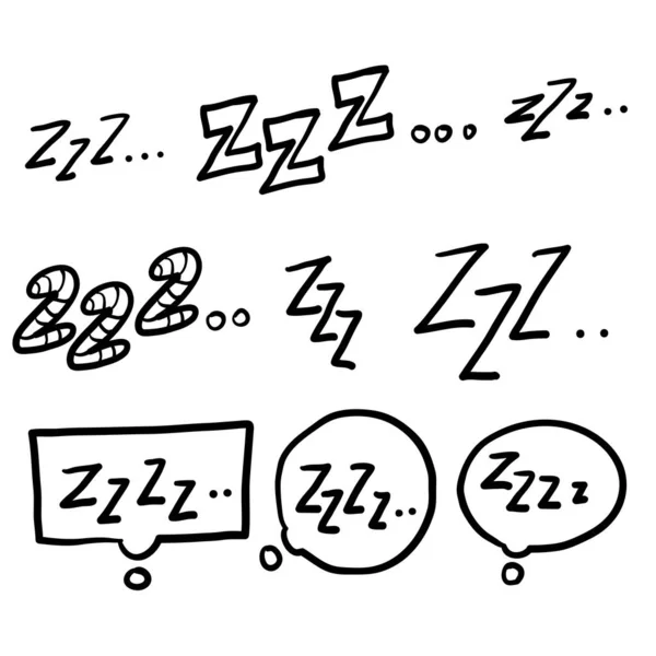 Mano Dibujado Símbolo Zzz Para Doodle Sueño Ilustración Vector — Vector de stock