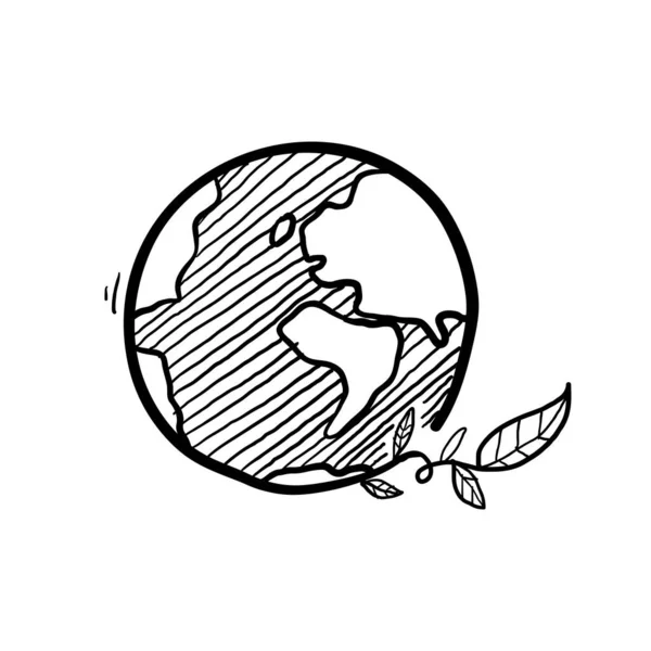 Eart Doodle Dessiné Main Avec Symbole Plante Graine Pour Dessin — Image vectorielle