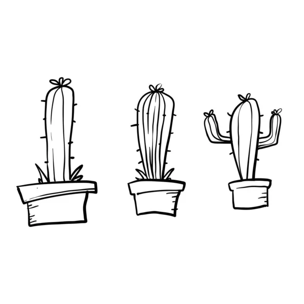 Dessin Main Doodle Cactus Illustration Vectoriel Dessin Animé Style — Image vectorielle