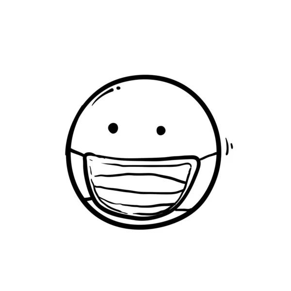 Cirkel Emoticon Karakter Met Medisch Masker Illustratie Vector Geïsoleerd — Stockvector