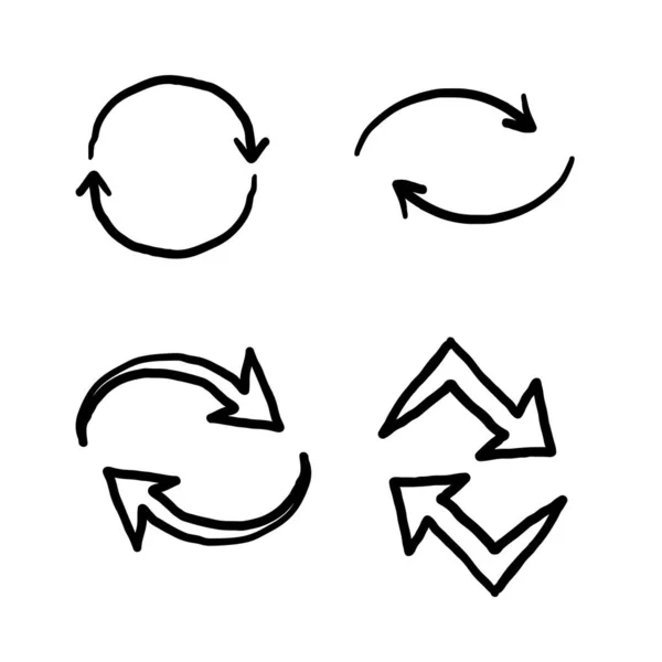 Doble Reversa Circular Swap Flecha Icono Doodle Ilustración Vector — Vector de stock