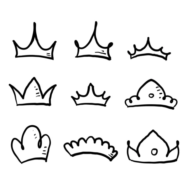 Hand Drawn Doodle Crown Illustration Vector Icon Isolated — Stock Vector