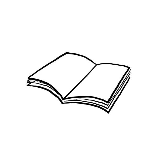 Hand Tekenen Open Boek Vector Illustratie Onderwijs Benodigdheden Terug Naar — Stockvector
