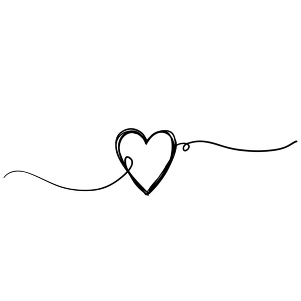 Drawn Continuous Line Drawing Love Sign Heart Embrace Minimalism Design — Stock Vector