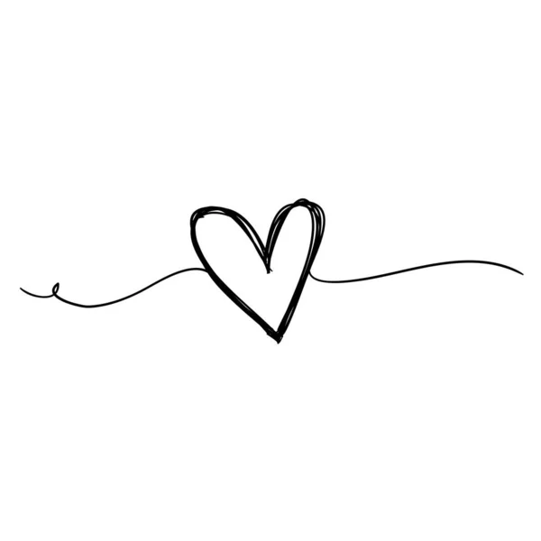 Drawn Continuous Line Drawing Love Sign Heart Embrace Minimalism Design — Stock Vector