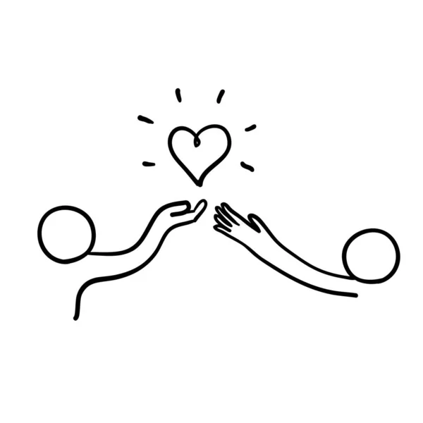 Dessinés Main Icône Amour Symbole Illustration Pour Charité Relation Amitié — Image vectorielle