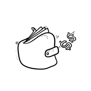 Cüzdan dolusu para, gelir artışı, yüksek faiz oranı, gelir artışı, bütçe kârı, finansal fon artışı, sermaye artışı, yatırım. karalama vektörü