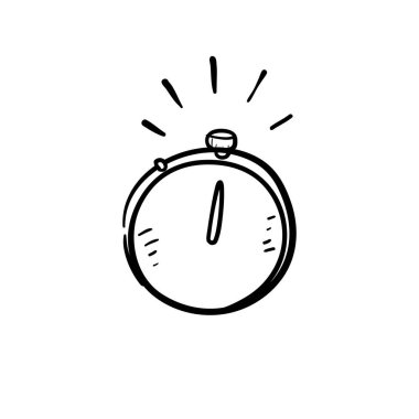 El çizimi kronometre kronometre sembolü Hızlı Zaman logosu, Hız konseptini durdur, hızlı teslimat, hızlı ve acil servisler, son teslim tarihi ve gecikme, doodle