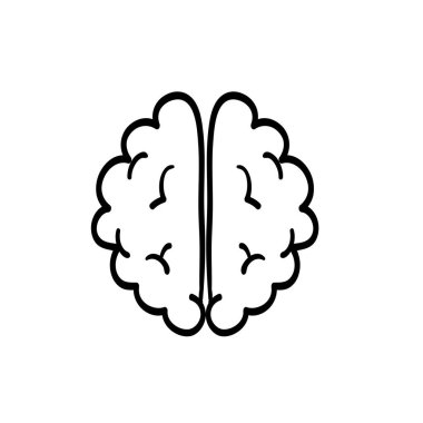 Elle çizilmiş karalama beyin simgesi çizim vektörü