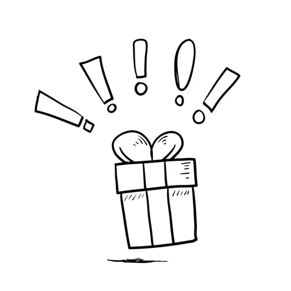 Ručně Kreslený Dárek Potěšení Dárková Krabička Překvapením Narozeninová Oslava Speciální — Stockový vektor