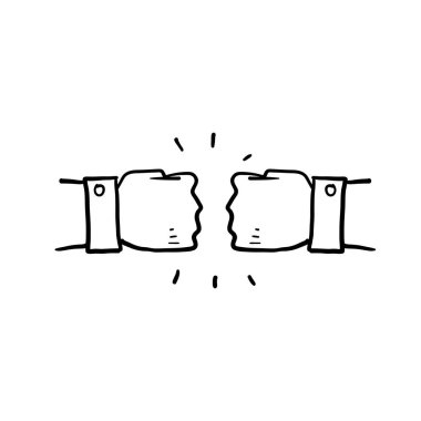 El çizimi yumruk tokalaşma ikonu çizim vektörü karalama