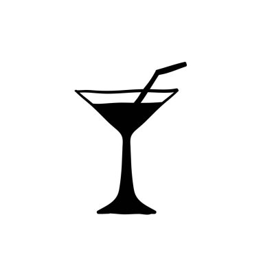 El çizimi martini kokteyli ikonu çizim vektörü izole
