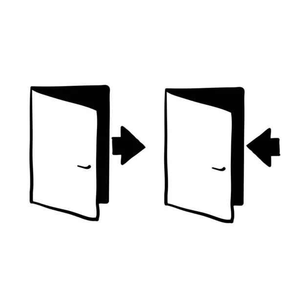 Mão Desenhada Saída Ícone Entrada Ilustração Vetor Isolado Fundo — Vetor de Stock