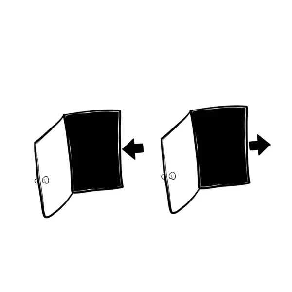 Handgetekende Uitgang Ingang Pictogram Illustratie Vector Geïsoleerde Achtergrond — Stockvector