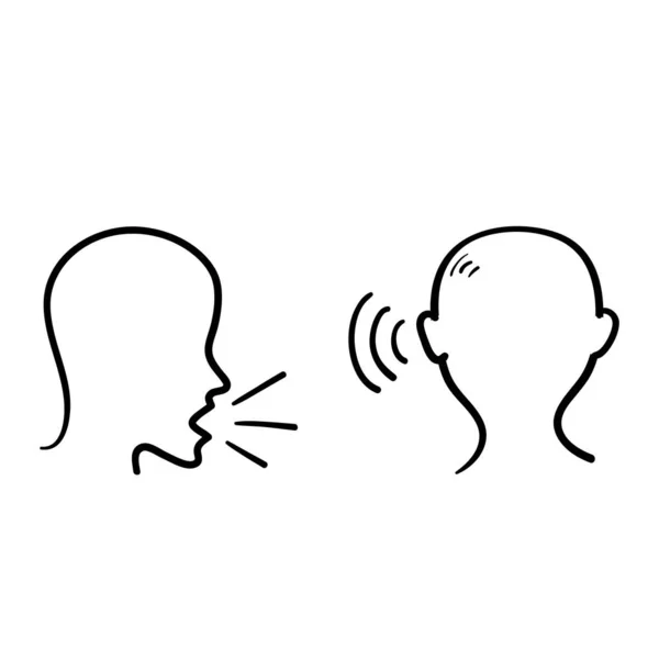 Ζωγραφισμένα Στο Χέρι Doodle Άνθρωποι Μιλούν Και Ακούσετε Εικονογράφηση Διάνυσμα — Διανυσματικό Αρχείο