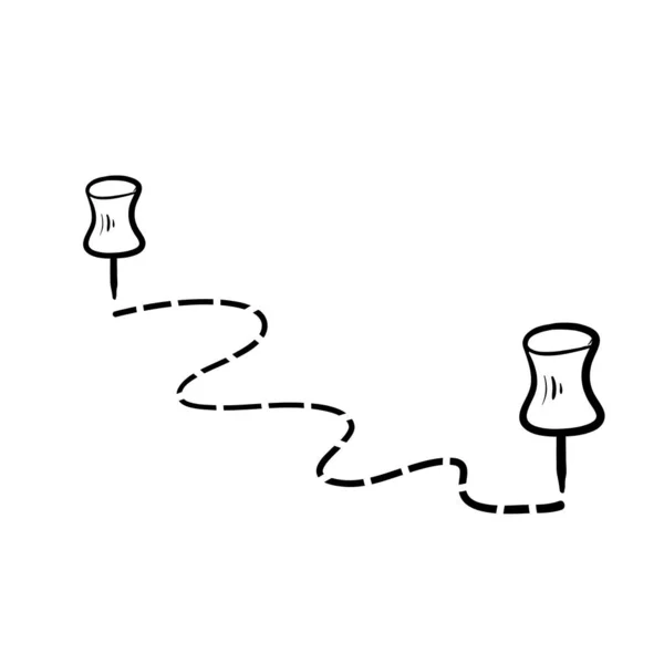 Mão Desenhado Mapa Distância Medição Ícone Ilustração Doodle Vetor Isolado — Vetor de Stock