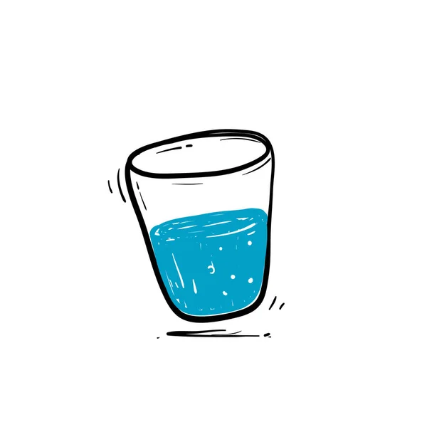 Handritat Glas Vatten Dryck Illustration Ikon Klotter — Stock vektor
