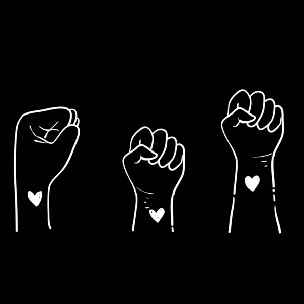 Hand Drawn Fist Symbol Black Lives Matter Protest Usa Stop — Stock Vector