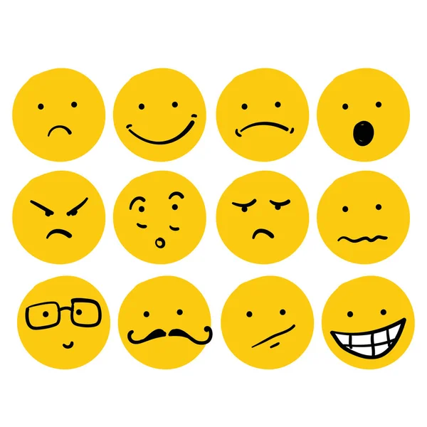 Gambar Tangan Gambar Gambar Gambar Gambar Gambar Gambar Emoticon Gambar - Stok Vektor