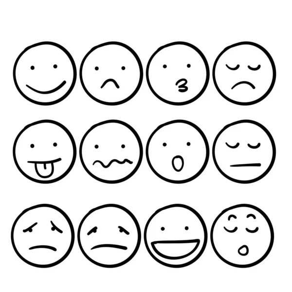 Gambar Tangan Gambar Gambar Gambar Gambar Gambar Gambar Emoticon Gambar - Stok Vektor