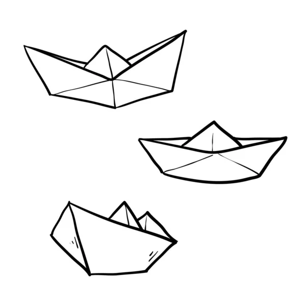 Papier Dessiné Main Bateau Doodle Illustration Icône Isolé — Image vectorielle