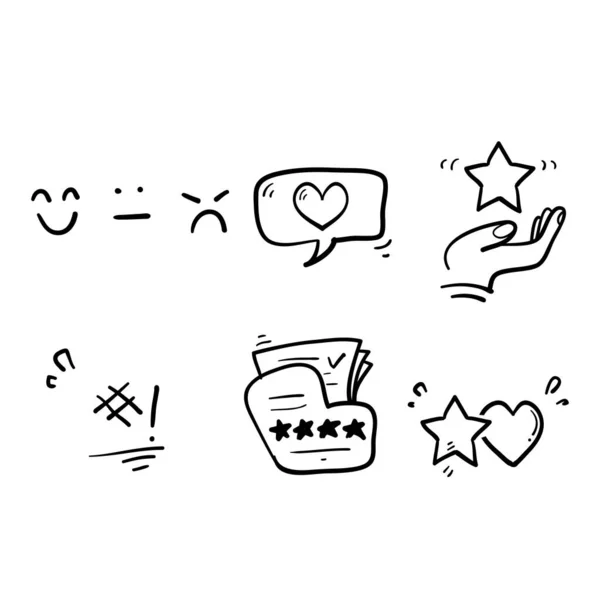Hand Draw Simple Set Customer Satisfaction Related Vector Line Icons - Stok Vektor
