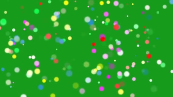 Красочные Bokeh Огни Движения Графики Зеленым Фоном Экрана — стоковое видео