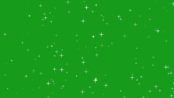 Падающие Звезды Графика Движения Зеленым Фоном Экрана — стоковое видео