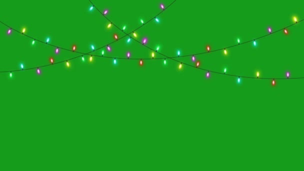 Декоративні Світлові Струни Графіка Руху Зеленим Екраном Фону — стокове відео