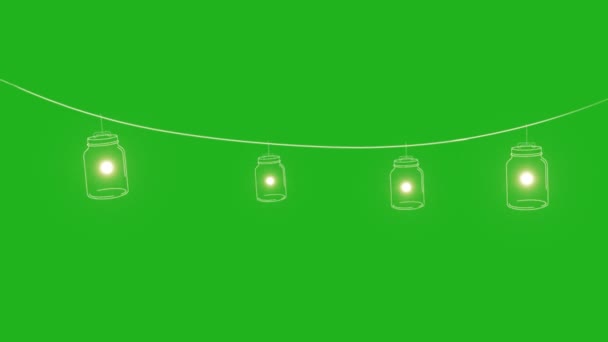 Decoratieve Verlichting String Motion Graphics Met Groene Achtergrond Scherm — Stockvideo