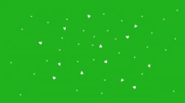 Yeşil ekran arkaplanlı beyaz kalpler hareket grafikleri