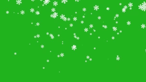 Caída Copos Nieve Gráficos Movimiento Con Fondo Pantalla Verde — Vídeo de stock