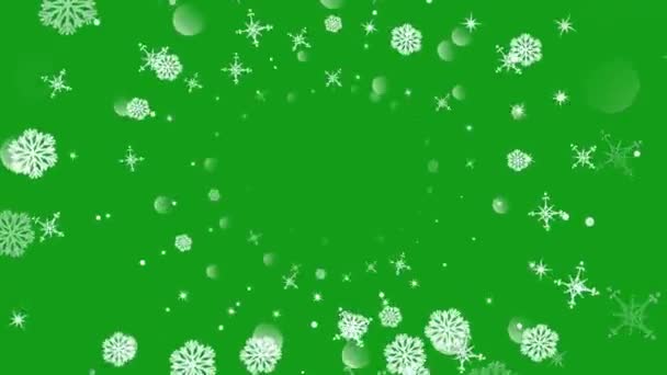 Copos Nieve Gráficos Movimiento Con Fondo Pantalla Verde — Vídeos de Stock