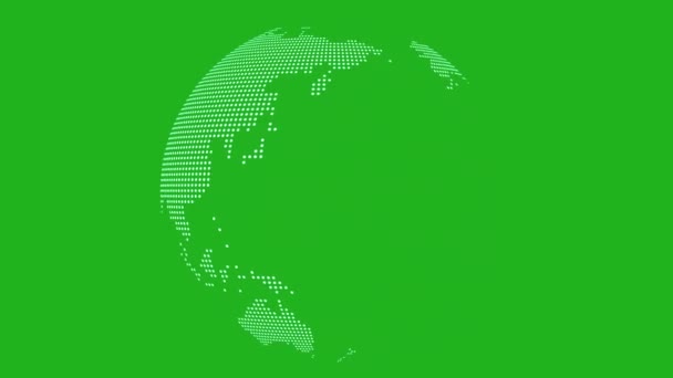 具有绿色屏幕背景的旋转地球运动图形 — 图库视频影像