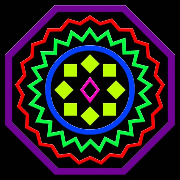 Çok renkli 3d geometrik şekiller düz siyah arkaplan üzerinde güzel desenler