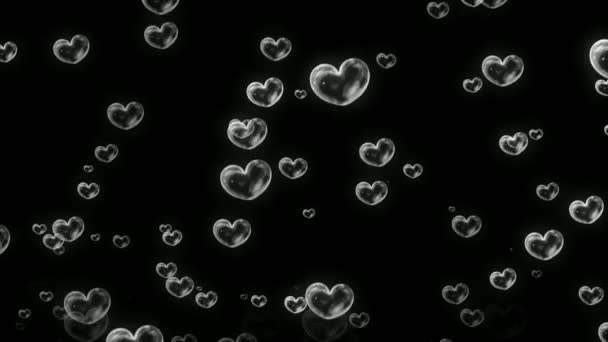 Flying Heart Bubbles Motion Graphics Green Screen Background — Stock Video