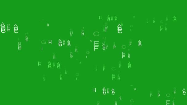 Alfabetos Inglés Motion Graphics Green Screen Background — Vídeo de stock