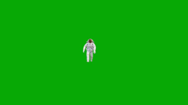 Walking Astronaut Motion Graphics Met Groene Achtergrond — Stockvideo