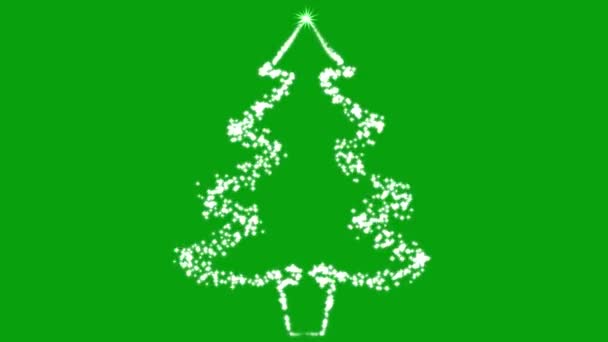 具有绿色屏幕背景的圣诞树运动图形 闪烁的星星形状的圣诞树 — 图库视频影像