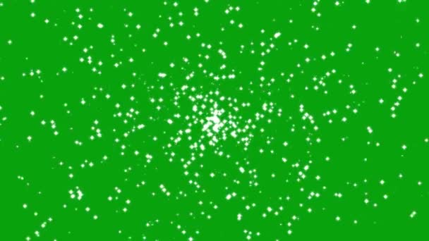 具有绿色屏幕背景的旋转闪烁的恒星运动图形 — 图库视频影像