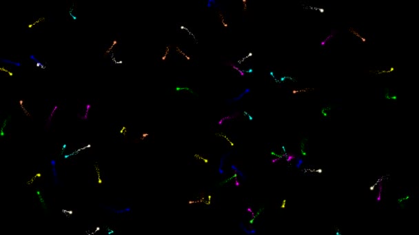 Multi Barevné Světlušky Pohybová Grafika Nočním Pozadím — Stock video