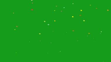 Düşen kurdele parçacıkları yeşil ekran arka planına sahip hareket grafikleri
