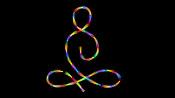 色彩斑斓的瑜伽符号运动图形 夜间背景 — 图库视频影像