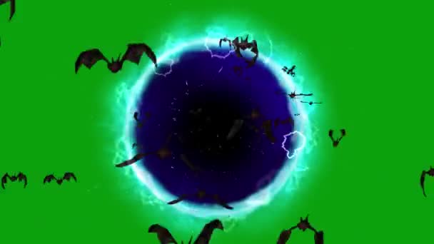 Νυχτερίδες Που Προέρχονται Από Την Πύλη Scifi Πράσινο Φόντο Οθόνη — Αρχείο Βίντεο