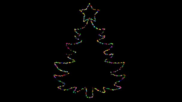Πολύχρωμα Γραφικά Κίνησης Χριστουγεννιάτικο Δέντρο Φόντο Νύχτα — Αρχείο Βίντεο