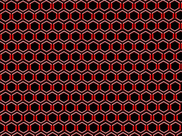 Rosso Forme Esagonali Bella Texture Sfondo Nero Pianura — Foto Stock