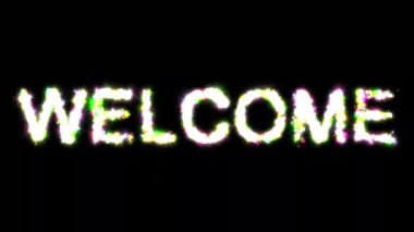 Sade siyah arkaplanda renkli parıltılı metni karşıla