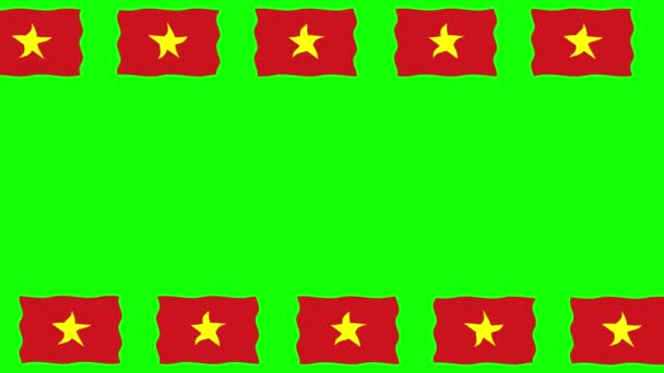 Movendo Bandeiras Vietnã Moldura Decorativa Fundo Tela Verde — Vídeo de Stock