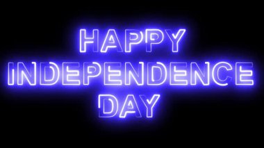Sade siyah arkaplanda parlayan mavi neon ışık yolu efektli Bağımsızlık Günü metnin kutlu olsun