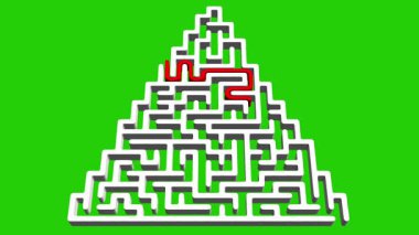 Yeşil ekran arka planında çözüm yolu ile 3d biçiminde bir üçgen.